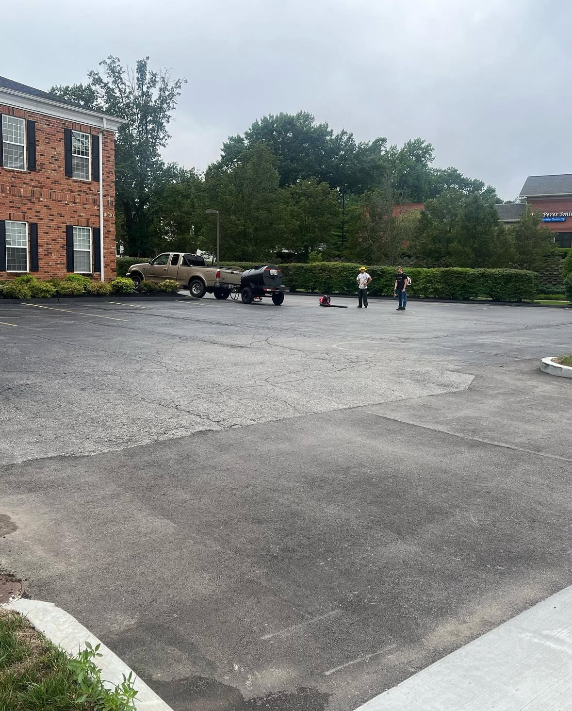 Office parking lot before sealcoating