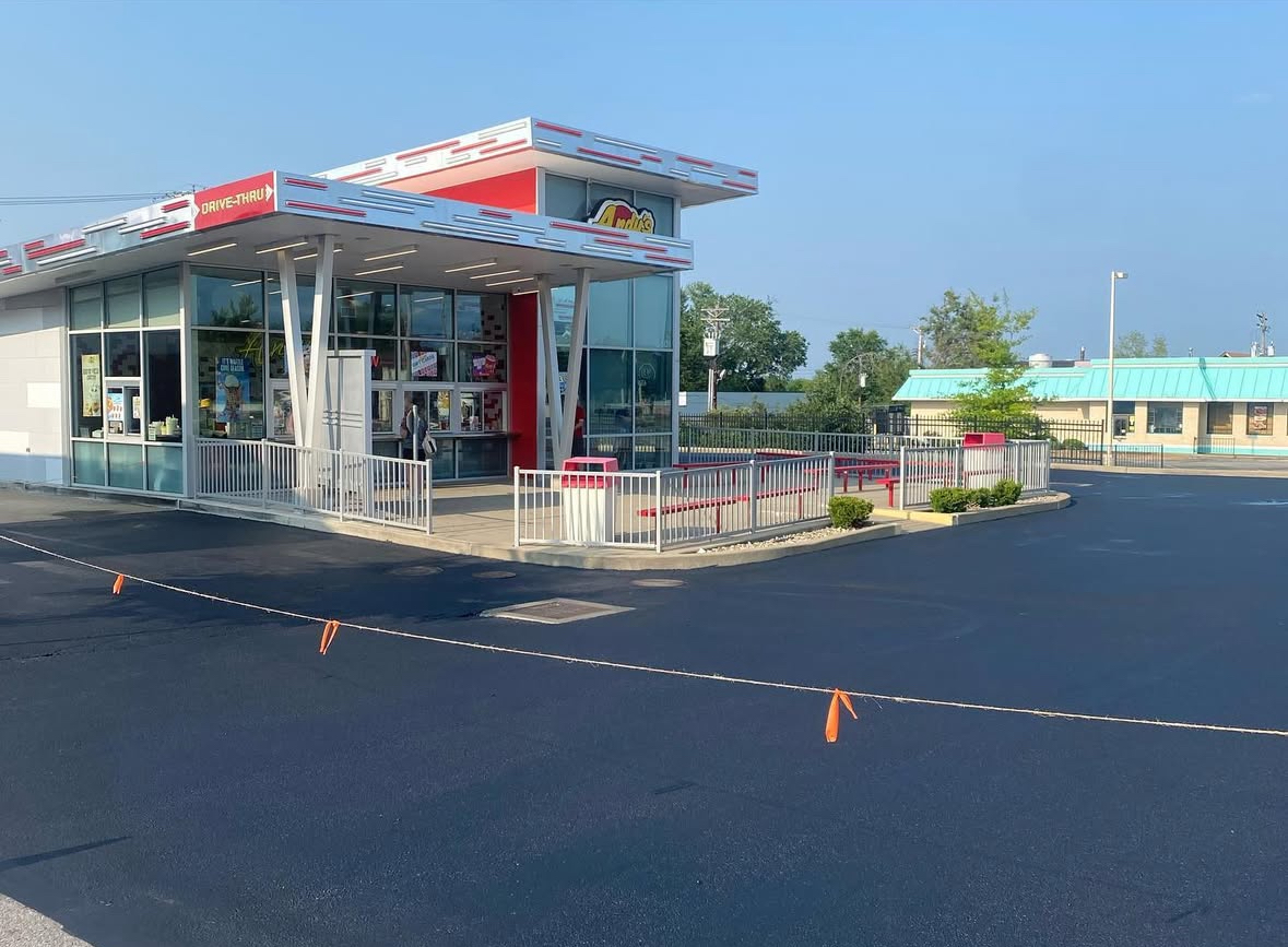 Andy's Frozen Custard parking lot after sealcoating